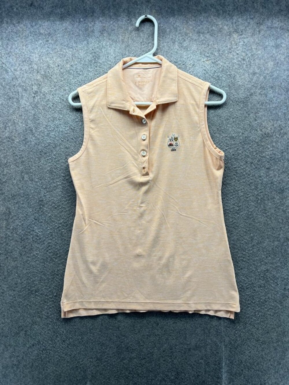Peter Millar Polo Shirt Womens Small Orange Sleeveless Collared Golf Stretch